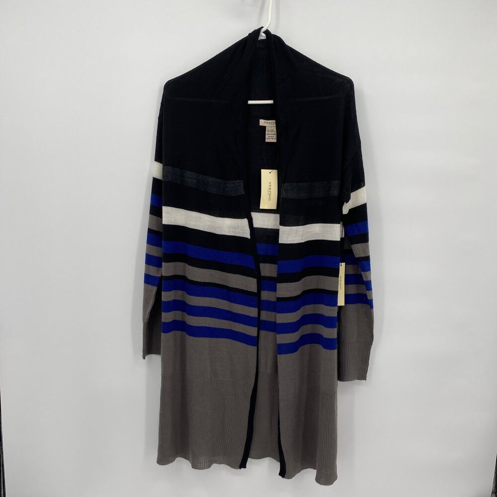 Vertigo Paris Multi Stripe Open Front Long Sleeve Cardigan Women's Size Large